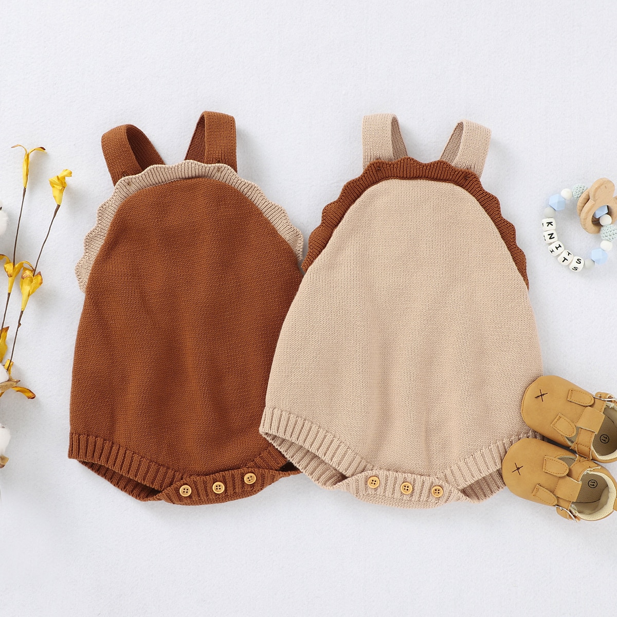 Automne hiver mignon bébé pull barboteuse vêtements sans manches tricoté combinaison pour bébé garçons filles doux coton bouton enfant en bas âge tenue