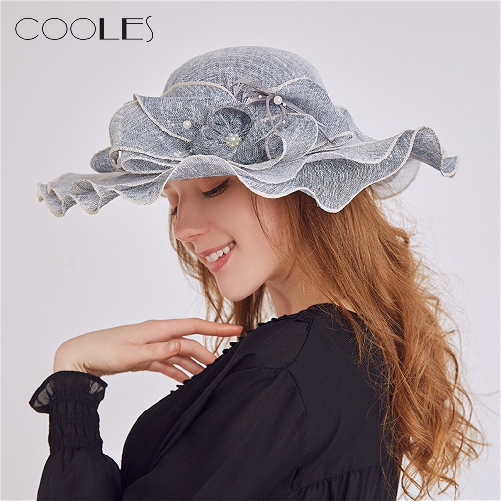 Elegante Frauen Sonnenhut frauen Organza Kirche Kentucky Fascinator Braut Tee Party Hochzeit Hütte Gorras шляпа женская летняя