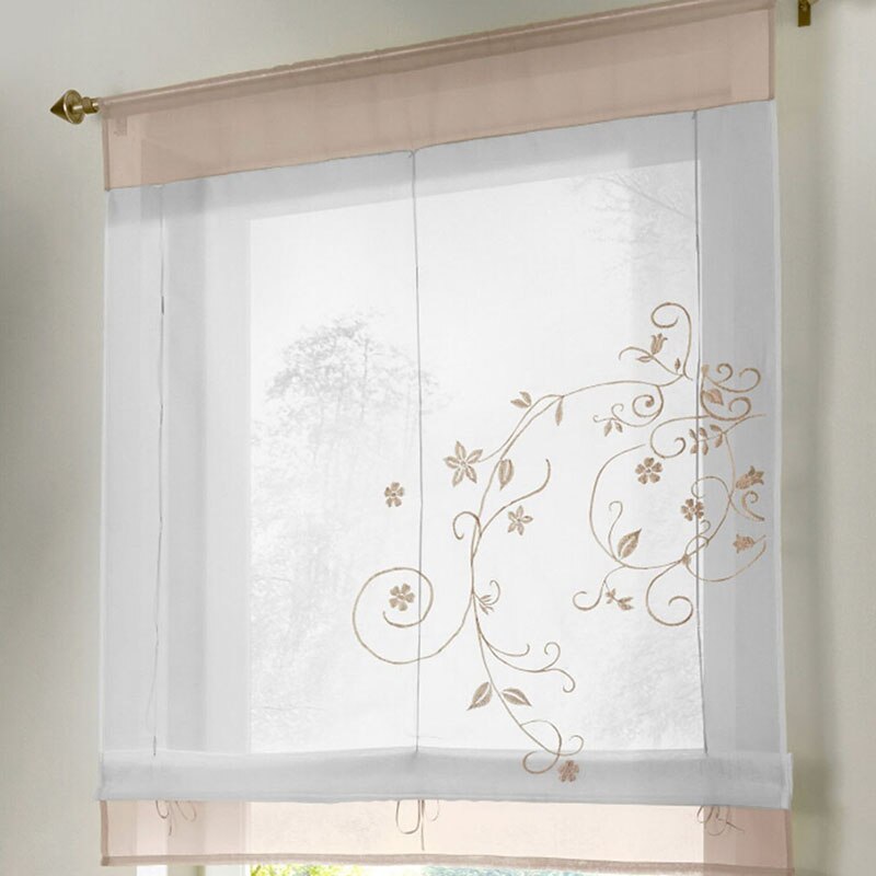 European Roman Style Voile Half-curtain Embroidered Rustic Curtain Blinds Gauze Small Coffee Cafe Kitchen Tulle Curtain