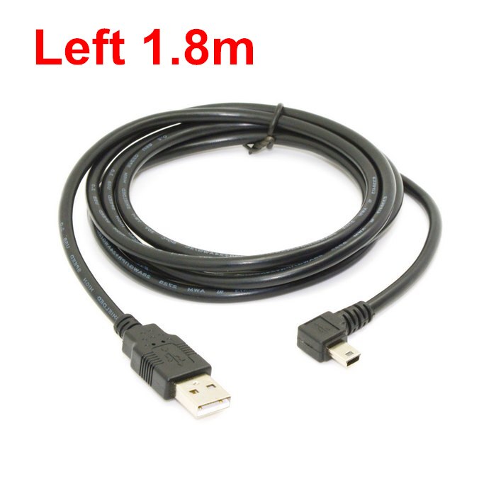 Mini usb b type 5 ben han venstrevinklet 90 grader til usb 2.0 han datakabel 50cm 180cm usb mini-b vinkelkabel 0.5m 1.8m 6ft: 180cm