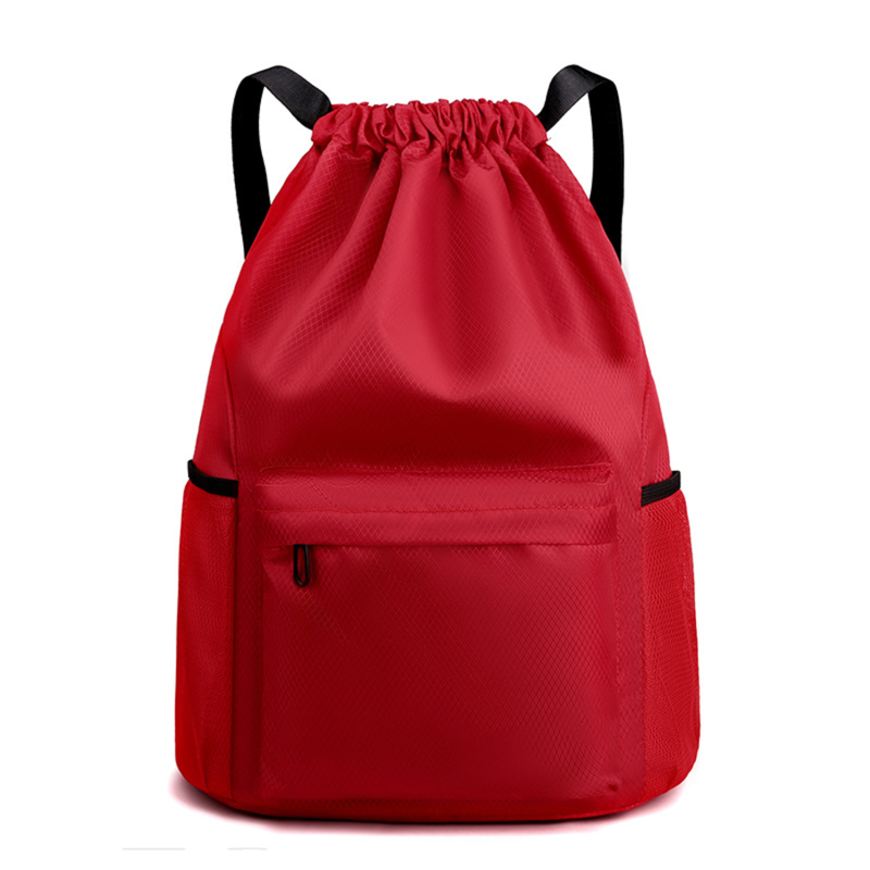 Men/Women Drawstring Pocket Backpack Nylon Waterproof Backpack Large Capacity Drawstring Travel Bag Fitness Sports Bag: 16 inches / green