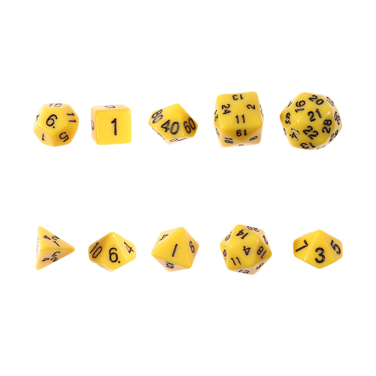 1 Set/10 Pcs Acrylic Polyhedron Dices Numbers Dice Multi-Faceted Entertainment Dice For Home Bar Table Board Games: Yellow
