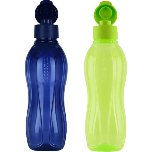 Tupperware-botella ecológica de 1 litro, azul marino y verde