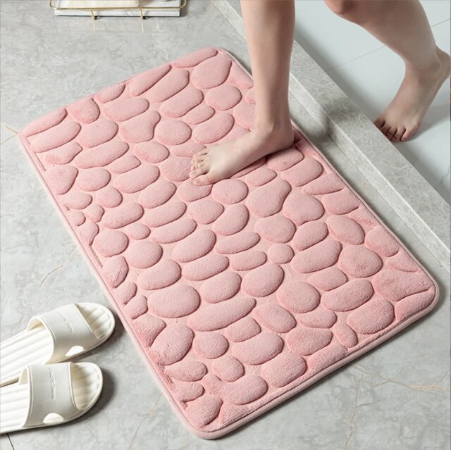 Bathroom Mats Super Absorbent Bath Mat Carpet Non-slip Floor Mat Comfortable and Resilient Modern Simple Door Decor Washable Rug: Pink / 400MMx600MM