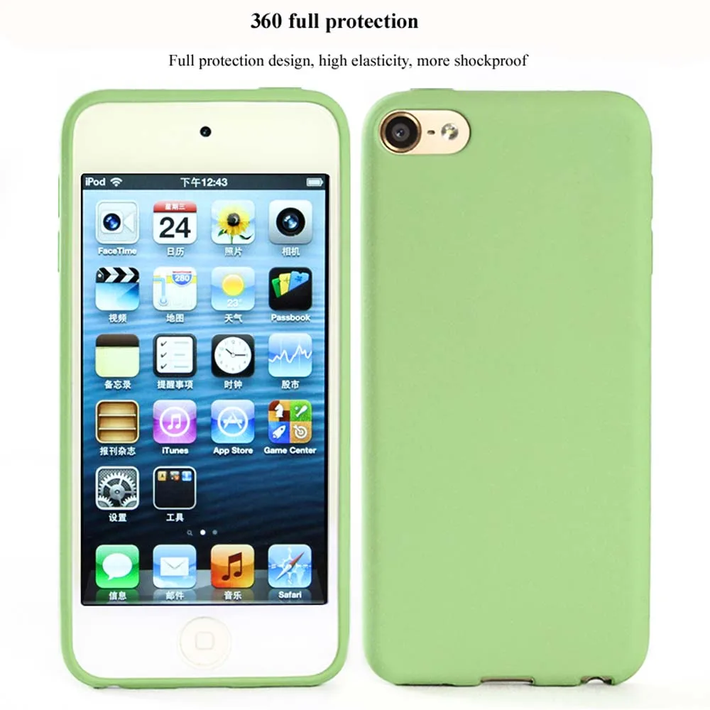 2-in-1 Soft Protective Shell Skin Case Cover for Apple iPod Touch 7 7th 6 6th 5 Tempered Glass Screen Protector