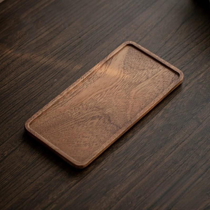 Wooden Tray Home Tea Tray Rectangular Dinner Tray Wooden Snack Fruit Tray Dry Bubble Tray Simple Multi-Function Tray: Light Grey