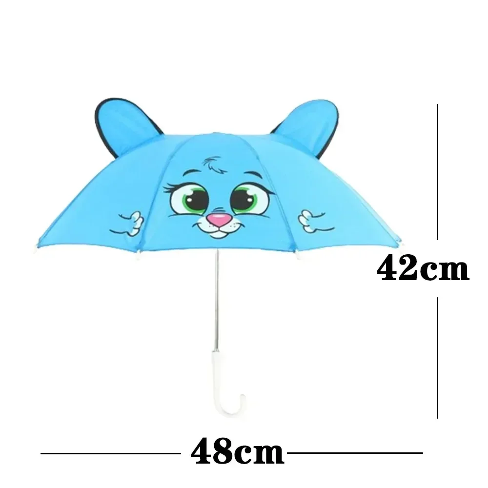 Paraguas de dibujos animados para niños de 1 a 3 años, paraguas de animación con mango largo, modelado de orejas 3D, paraguas para niños y niñas