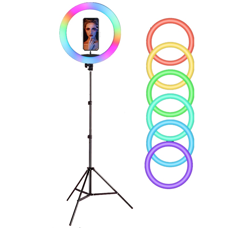 26Cm/10Inch Dimbare Led Selfie Ring Rgb Full Color Licht Met Statief Usb Selfie Licht Ring Lamp grote Fotografie Ringlicht