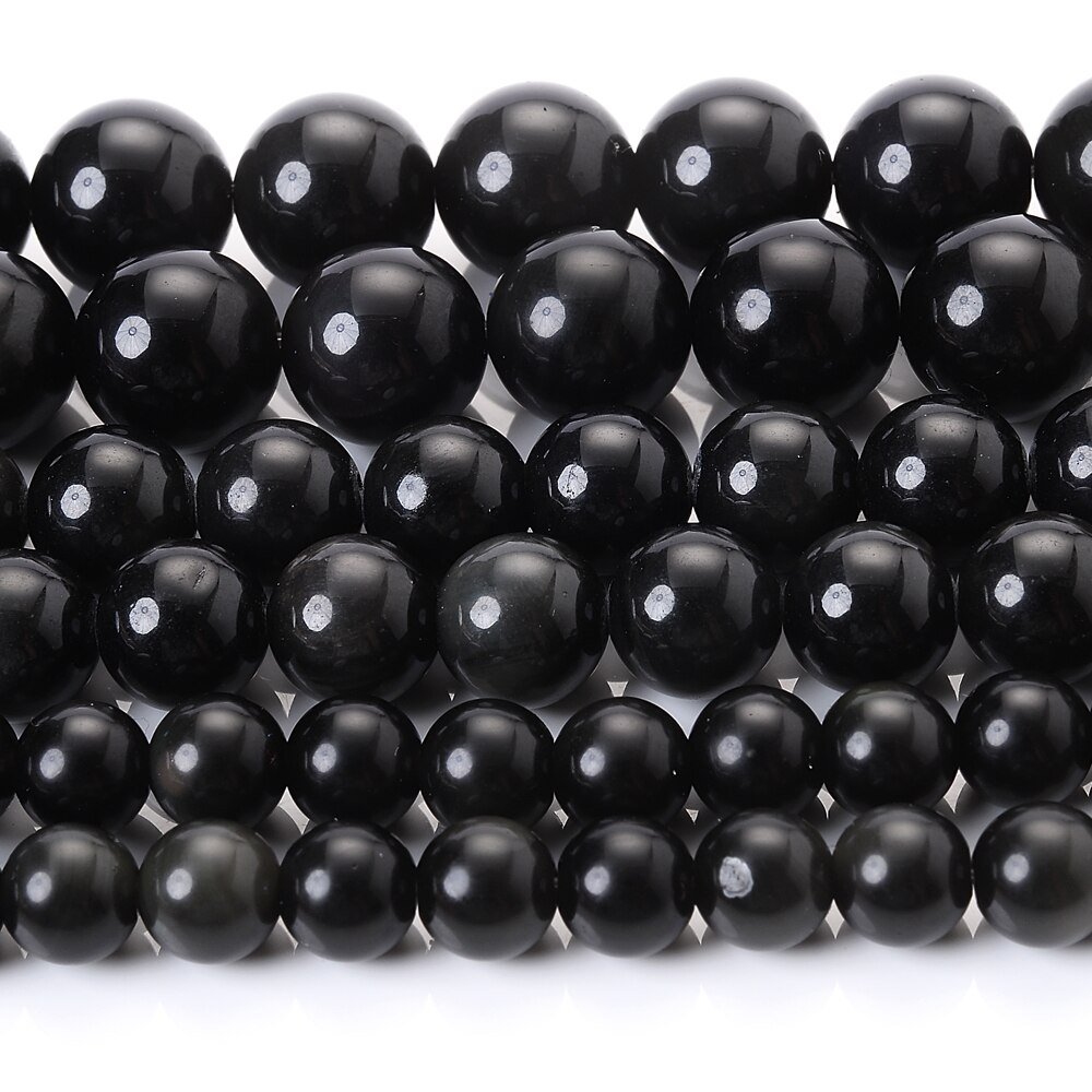 4/6/8/10/12mm Obsidian Round Natural Stone Bead Loose Spacer Beads for DIY Jewelry Making Bulk Bracelet Necklace Accessroies