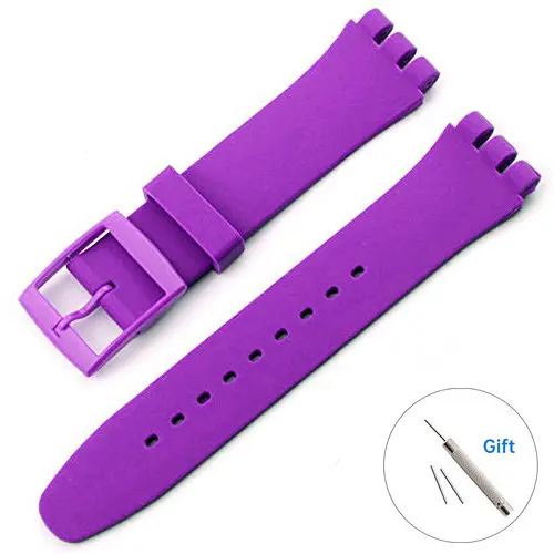 Correas de reloj de resina para hombre, accesorios, pulsera deportiva de goma resistente al agua, correa de silicona de 16, 17, 19, 20mm para Swatch GW164 GB274: Grey / 16 mm
