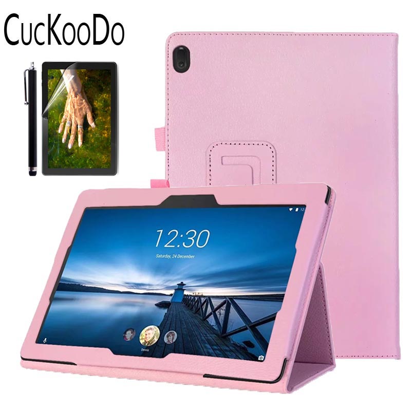 Étui socle pliable en cuir PU pour Lenovo TAB E10 TB-X104F 10.1 pouces tablette libération: Pink.3in1