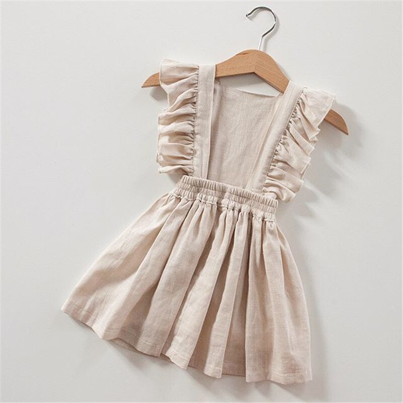 Vestido de algodón liso con volantes para niñas pequeñas, ropa de verano para niñas pequeñas de 1 a 7 años, vestido informal de princesa