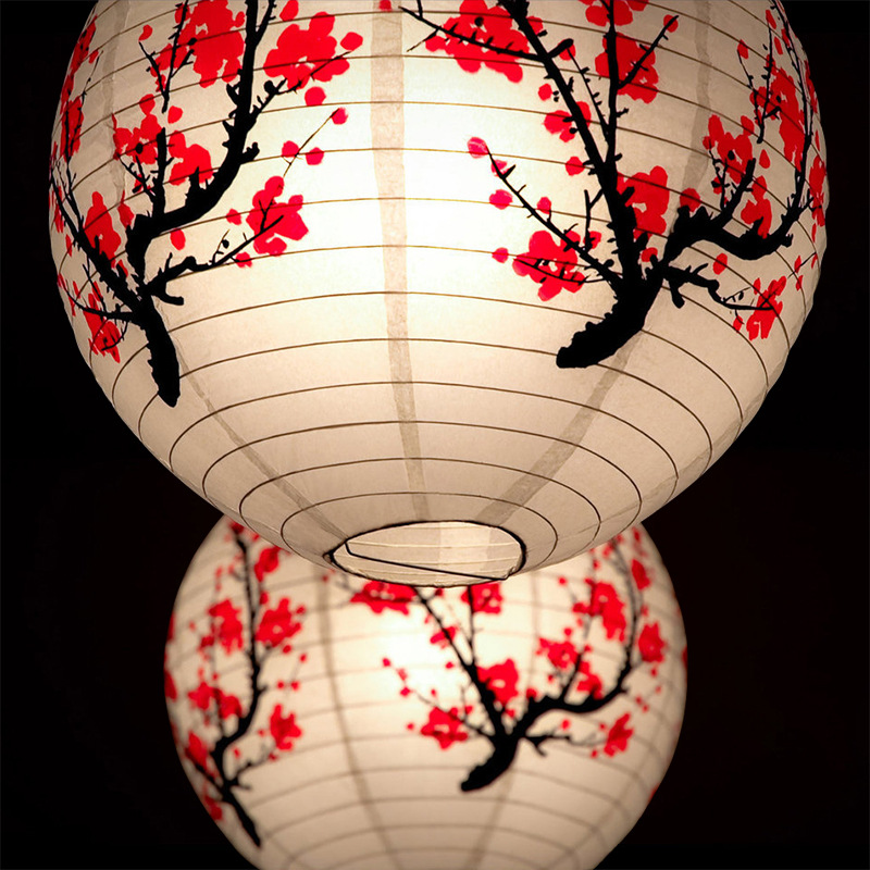 FAROL DE PAPEL redondo de estilo Oriental chino, lámpara de sombra para restaurante, de boda, Año , decoración de Festival de Primavera, linterna