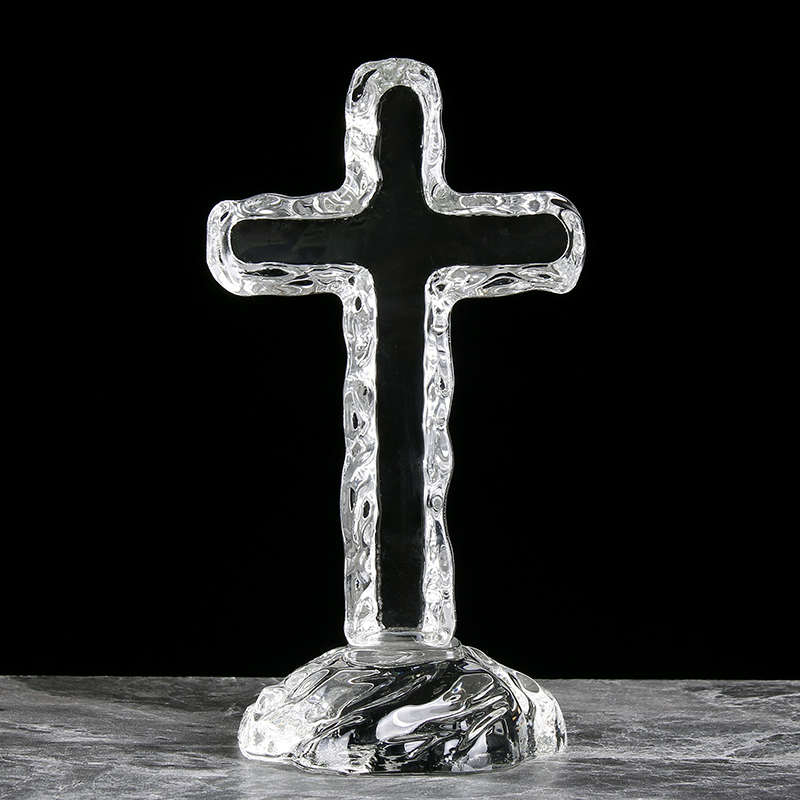 Estatua de cristal de Jesús, Cruz católica, oración religiosa, decoración de Iglesia, bautizo, recuerdos de Bautismo: Default Title