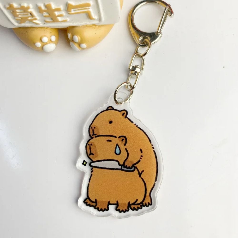 Tegneserie capybara capybara akryl nøkkelring harpiks akryl tegneserie capybaras nøkkelring søt nydelig kapibala nøkkelringer bag hengende