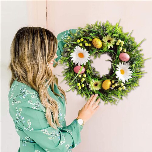 Pasen Zonnebloem Plant Garland Bunny Ei Kunstmatige Rotan Kransen Bruiloft Kerst Muur Deur Opknoping Hanger Woondecoratie