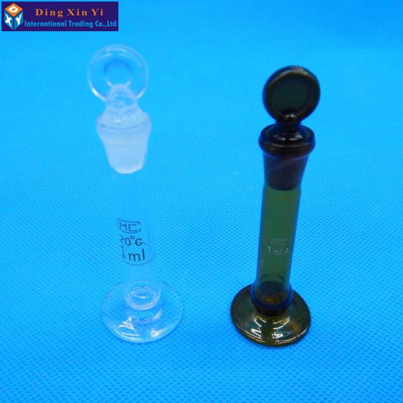 Matraz volumétrico de vidrio marrón de 1ml, matraz volumétrico con fondo, para laboratorio