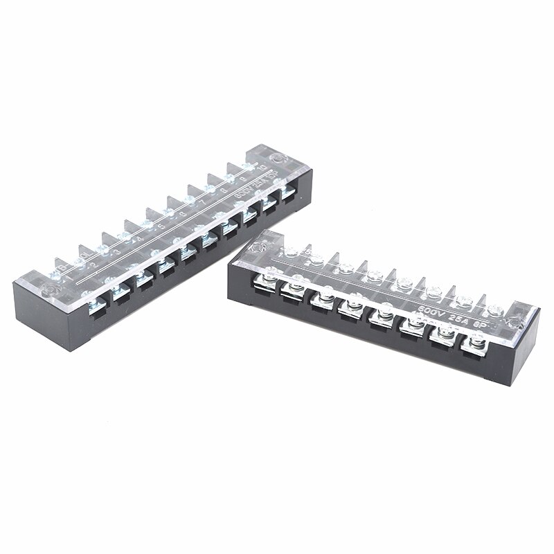 1Pcs Dual Row Screw Terminal Block Strip 600V 25A TB-2503/TB-2504/TB-2505/TB-2506/TB-2508/TB-2510/TB-2512 Optional