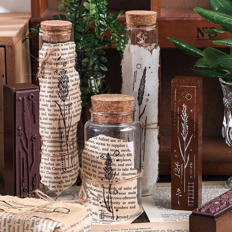 Langue végétale série rétro plante motif timbre bricolage en bois caoutchouc timbres pour Scrapbooking papeterie Scrapbooking Standard timbre