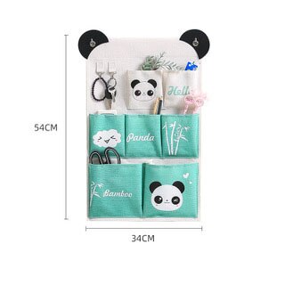 panda mønster vegghengt garderobe arrangør mangfoldig oppbevaringspose smykker hengende veggpose heng kosmetikk leker arrangør: H