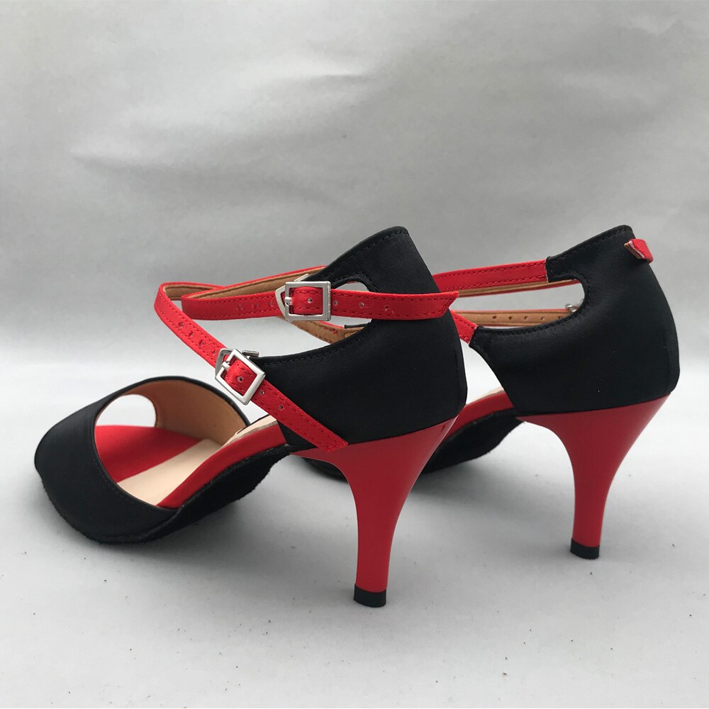 Latinske dansesko kvinder salsa sko øve sko behagelige sko  ms6257br 7.5cm hæl høj hæl lav hæl