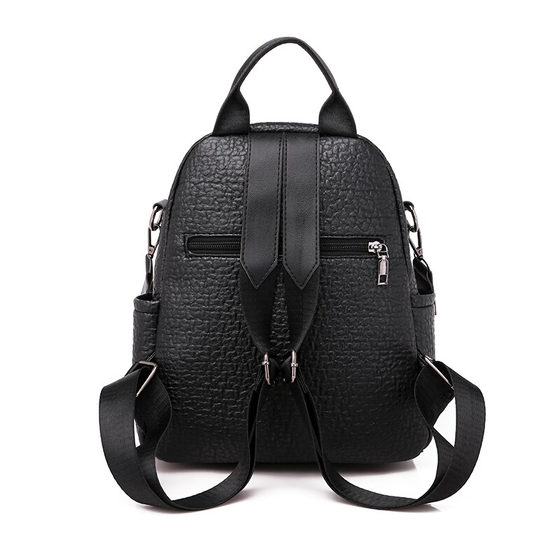 Women's Double zipper backpack leather backpack casual backpack PU high-grade leather bag lady travel bag suitable for girls