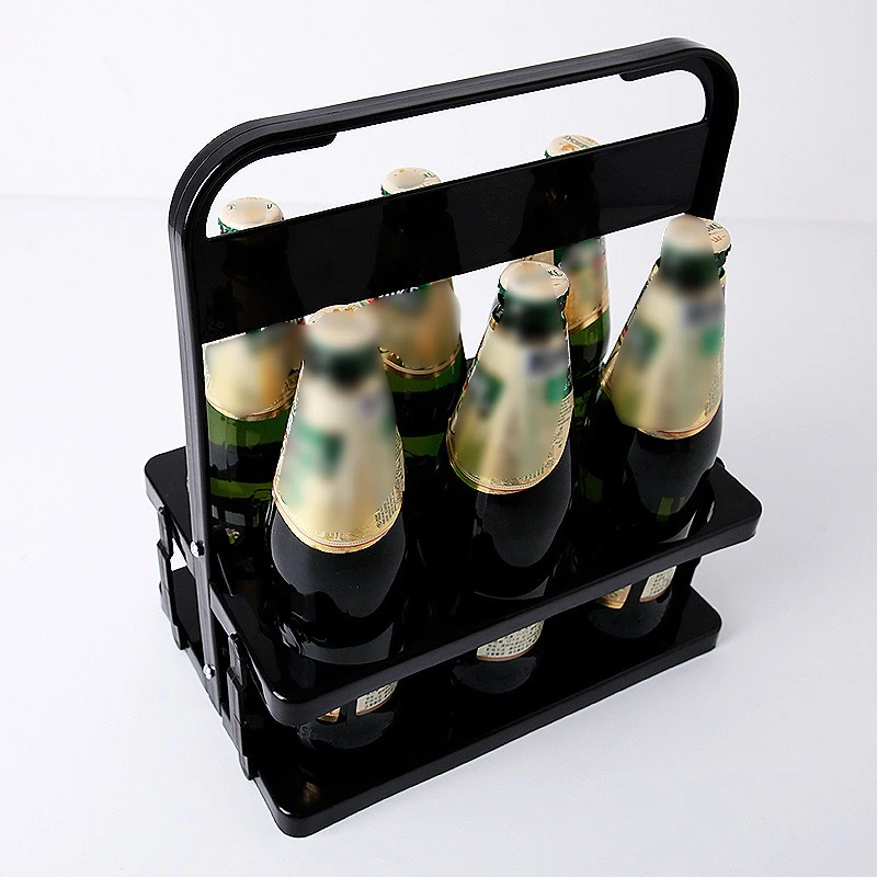 Support à bière pliable en plastique Portable, organisateur de tasses Durable, casier à vin, porte-bouteille de bière, panier à boissons, support à Cocktail réutilisable: Bleu profond