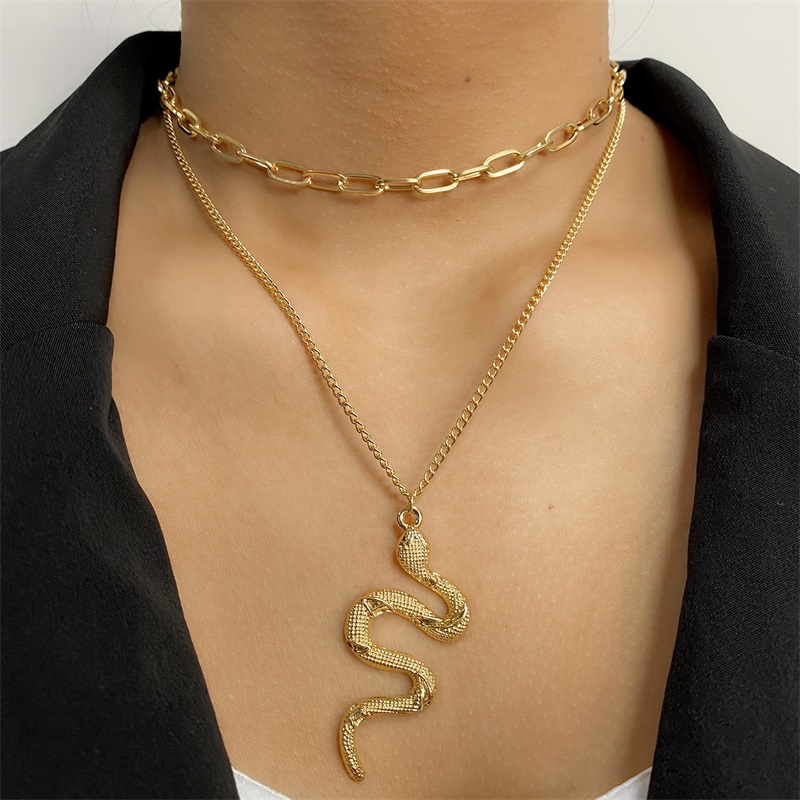 Ifmia Retro Multilayer Snake Hanger Collier Voor Vrouwen Trendy Goud Zilver Kleur Grote Dikke Ketting Kettingen Sieraden: 130IF0906-01