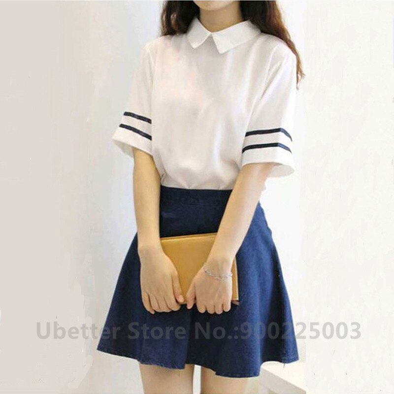 Japanse schooluniformen met korte mouwen voor meisjes, marine-matroosuniform, blauwe rok, uniformen japanse koreaanse kostuums voor meisjes  u008