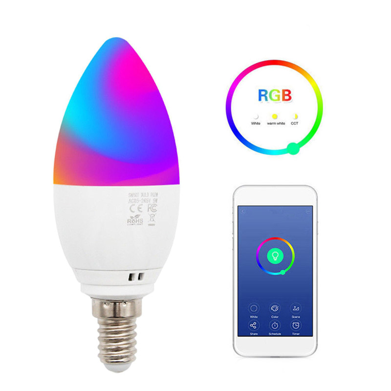 Smart LED Kaars Lamp 6W RGB Mobiele Telefoon APP Afstandsbediening Lamp voor Thuis Winkel Decoraties