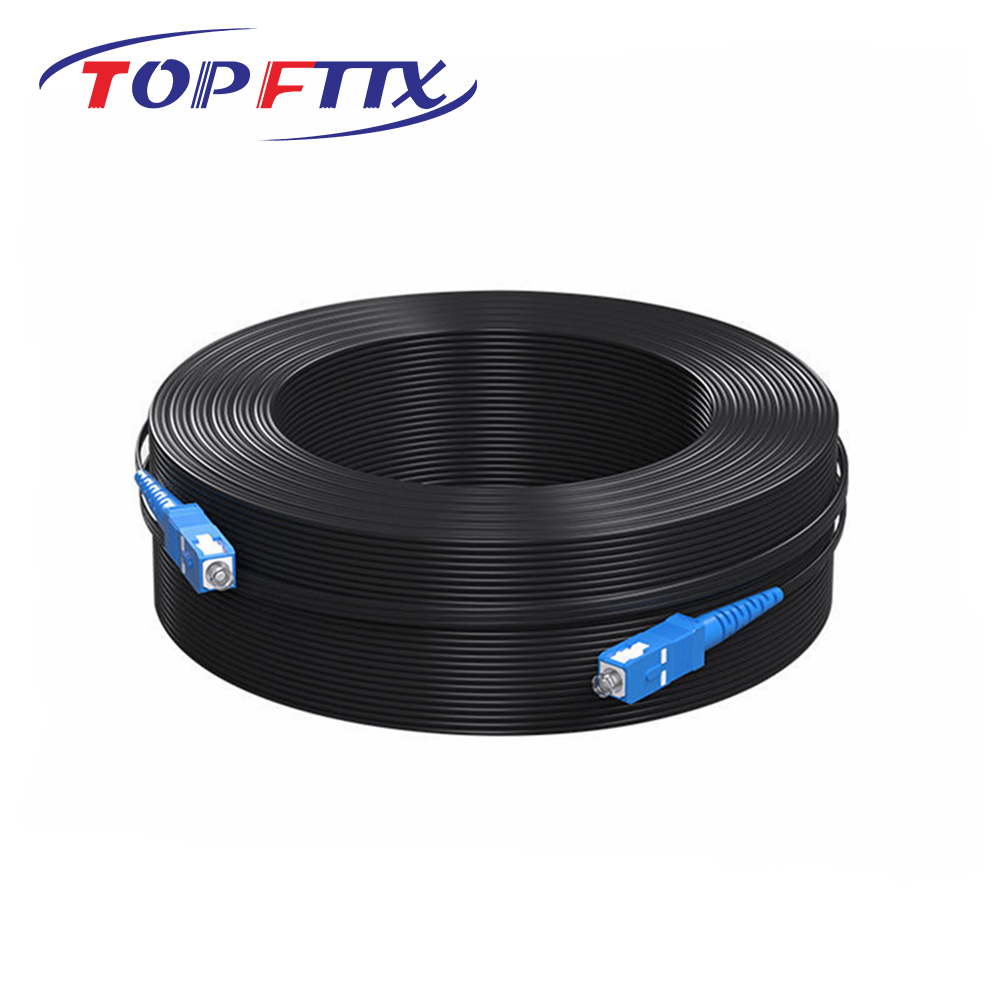 Cabo Óptico Interno FTTH de 10/20/30/50/80/100M, Patch Cord Monomodo de Núcleo Único SC/UPC, com Revestimento LSZH Branco e Preto: Preto / 50 metros