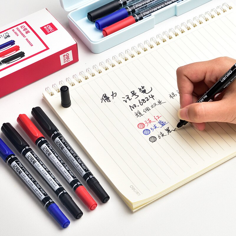 3pcs blue red black marker pen Dry fast bold & fine point pens for CD fabric wood Office School supplies F537