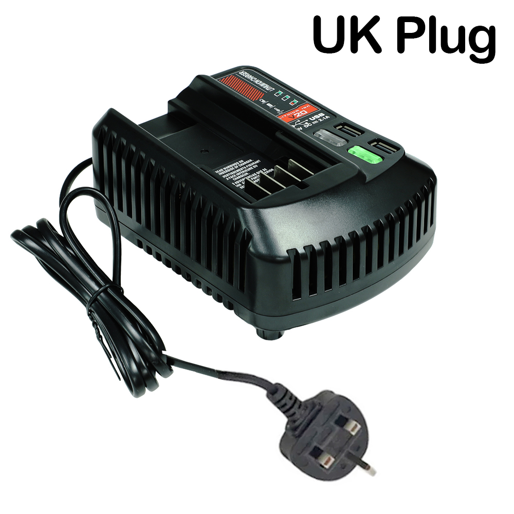 Fast Charger For Craftsman 20v 2A Li-ion Battery 100V/240V with 2 USB-A Ports Rechargeable Power Tools CMCB202 CMCB204 CMCB206: MAROON