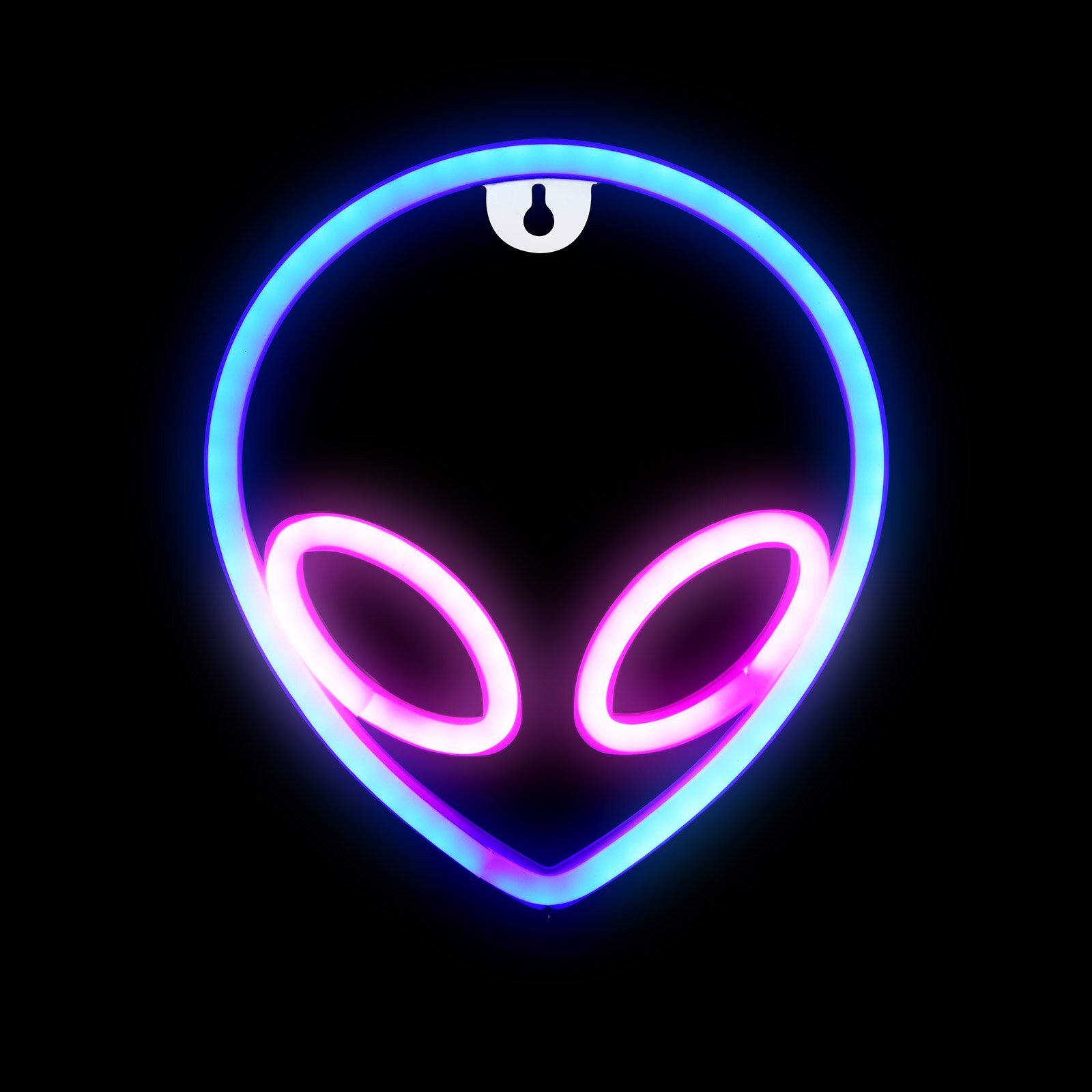 Neon Sign Alien Face Shaped Wall Hanging Lights For Home Children Room Saucerman Night Lamps Party Art Decor Kids: blue pink