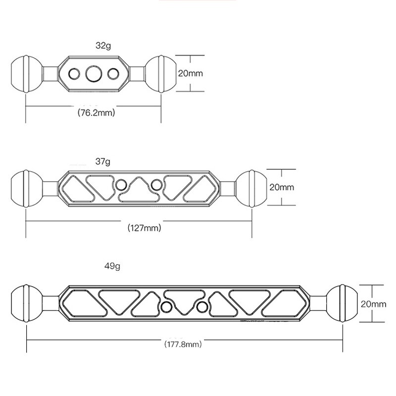 Dslr Camera Dual Kogelgewricht Arm Verstelbare Hoek Monitor Beugel Licht Grip Connector Camera Fotografie Duiken Accessoires