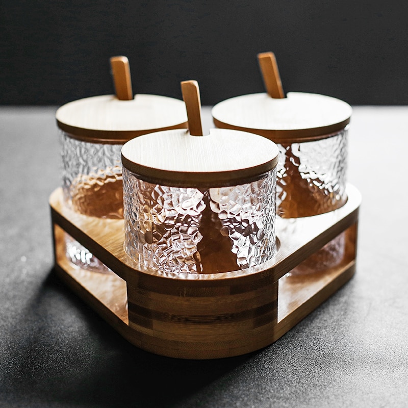 Tarro de cristal de danés, estante de especias, Porta tempero, juego de 3/4 unidades, caja de especias, tarros para especias, batidor de azúcar, salero