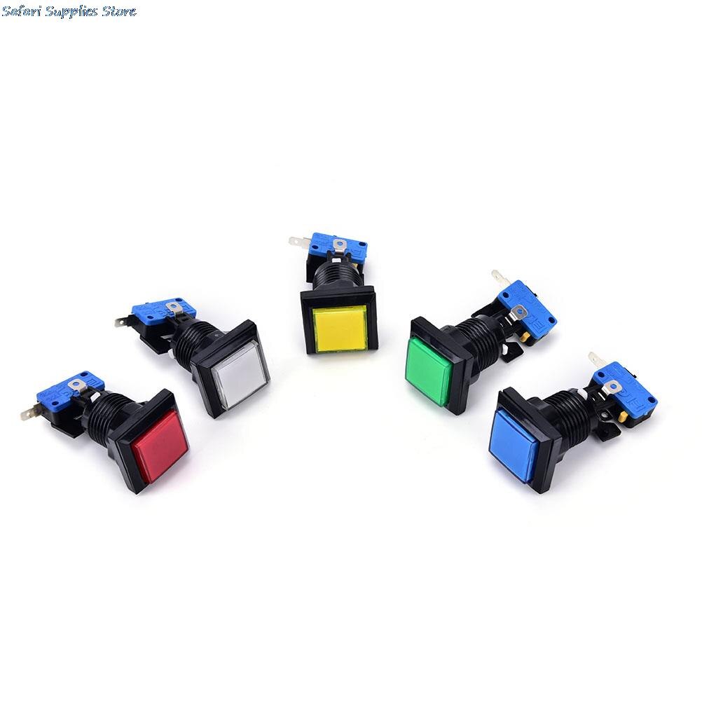 1 PZ Nuovo arcade macchina del gioco push button Quadrati LED momentaneo illuminato push button 5 Colori