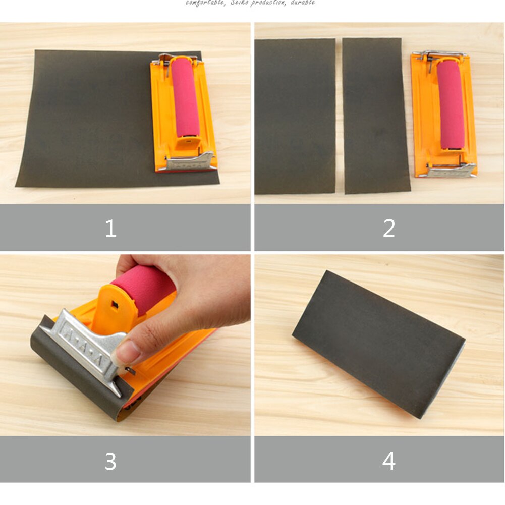 Soporte para papel de lija, lijadora manual, herramientas de carpintería, tallado en madera, superficie de pared, pulido, mango de esponja antideslizante, herramientas de papel de lija