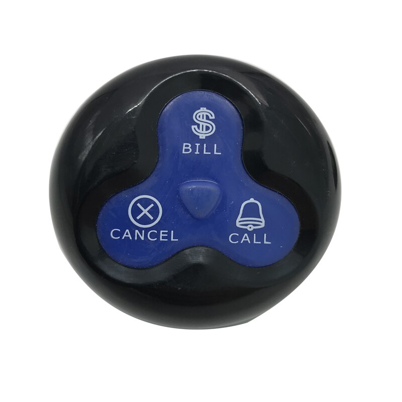 Long Distance Transmitter Wireless System 1 PCS Waterproof Button Pagers With 6 Colors Waiter Call For Restaurant Hotel: Black blue