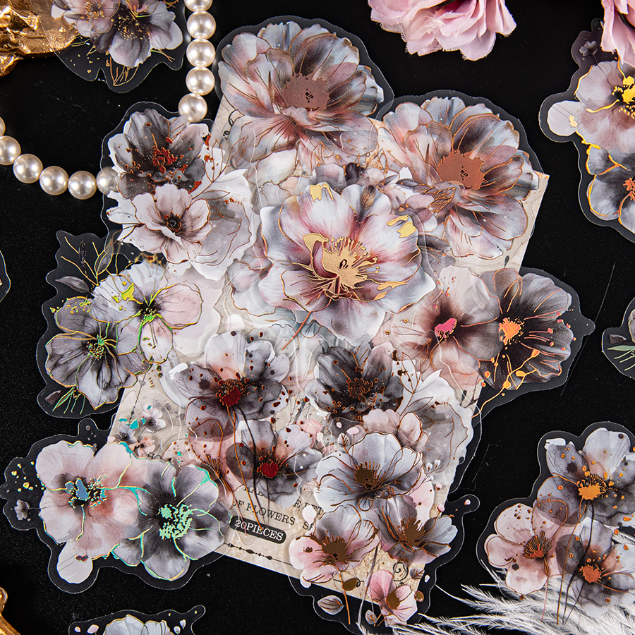 120 piece retro floral sticker set - floral patterns suitable for scrapbooks, DIY crafts, and collages | Durable PET mat: Yellow