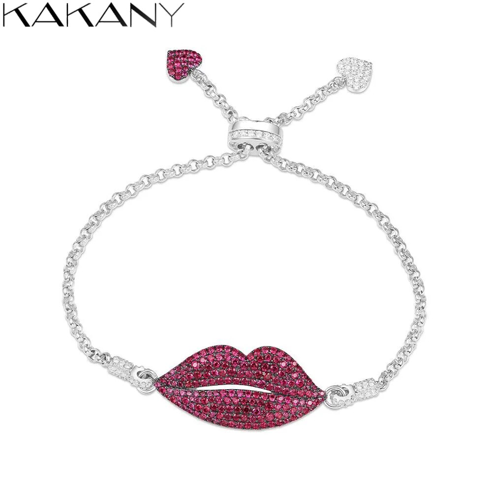Kakany Original 1: 1 Romantische Herz Lippe bilden Glänzend Zirkon Ohrringe Monaco Frauen Glanz Schmuck
