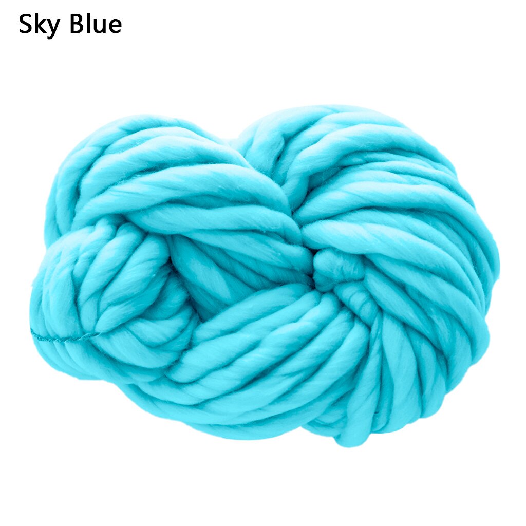 Super volumoso braço tricô lã roving malha cobertor chunky fio de lã super grosso para tricô diy crochê tapete chapéus: Sky Blue