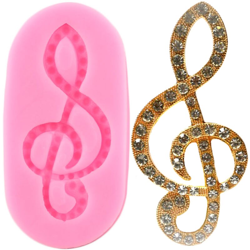 3D Treble Clef Bling Textured Music Note Silicone Mould Cupcake Topper Fondant Cake Decorating Tools Candy Clay Chocolate Molds