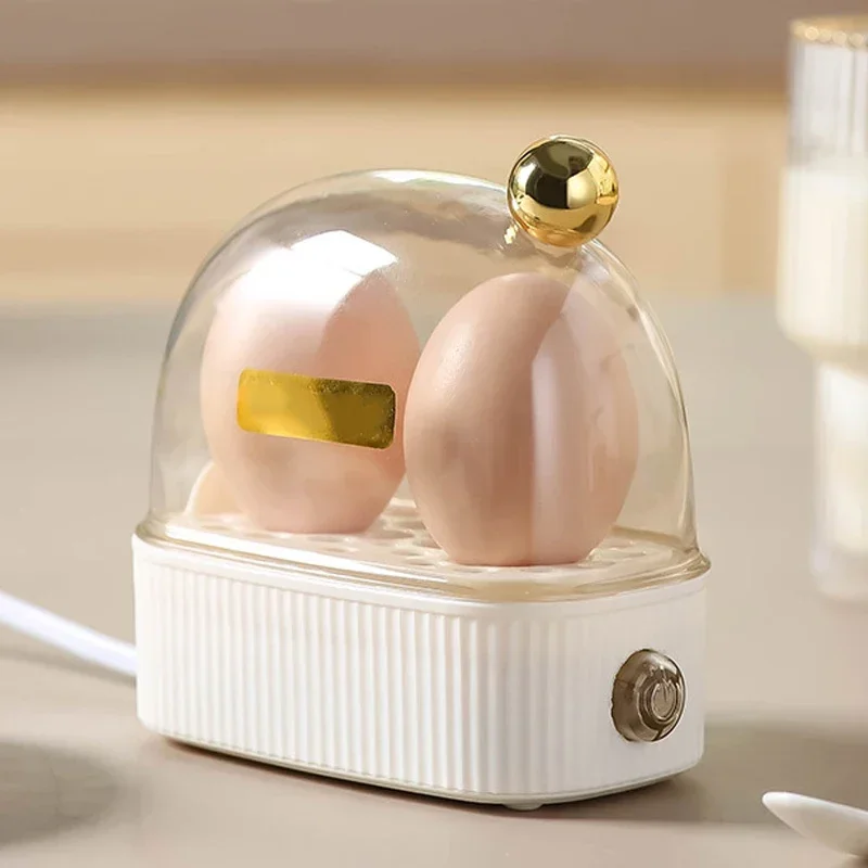 120W 220V Electric Egg Boiler Poacher Automatic Power Off Mini Breakfast Machine Egg Cookers 2 Eggs Portable Food Steamer: WHITE / AU