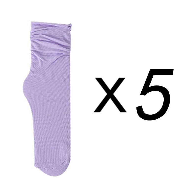 5 pares mulheres meias altas macias, velet soltas alças, meias fortes para meninas respiráveis meias masculinas um tamanho unissex: Light purple