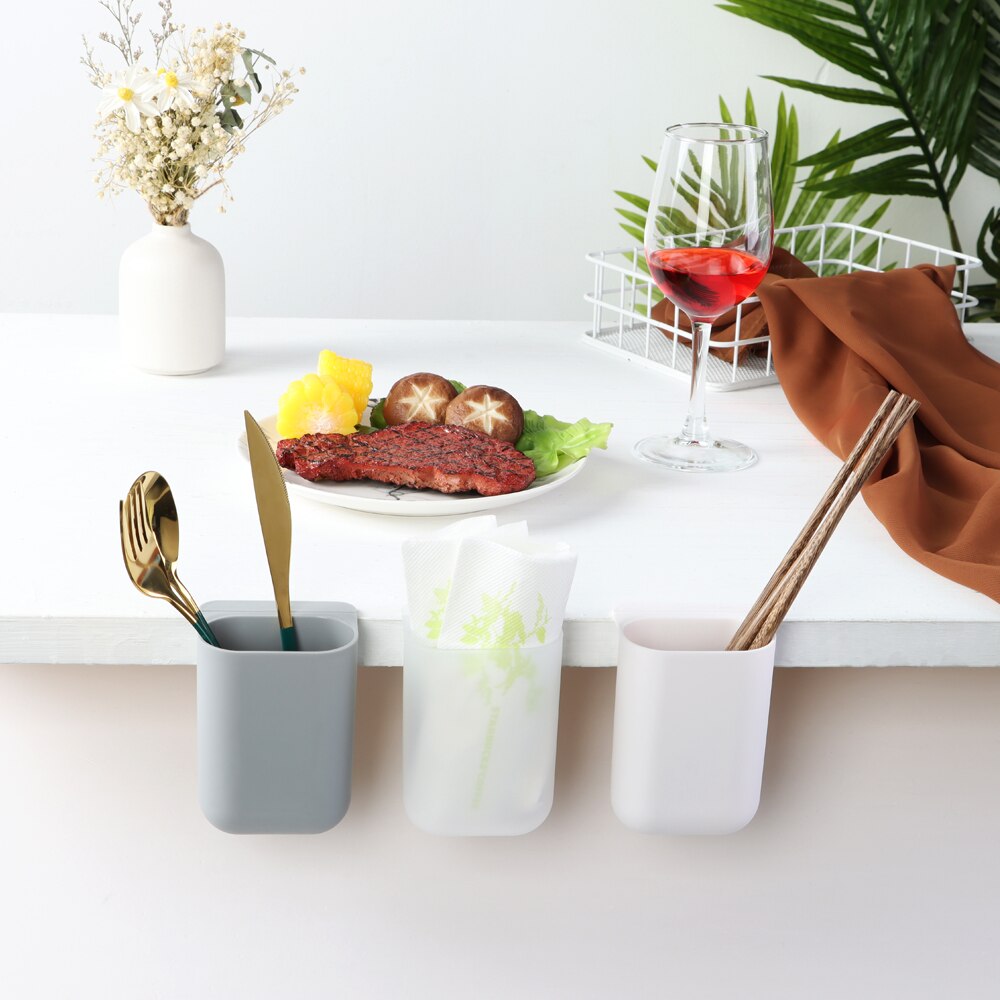 Mini Self-Adhesive Pen Holders Desktop Organizer Hanging Pencil Case Storage Box Home Office School Computer Desk Organizer