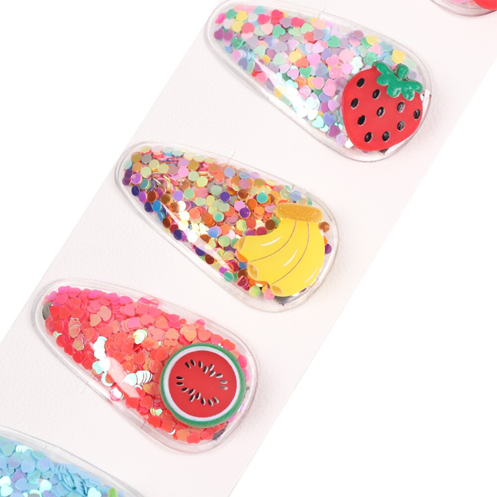 5 Pcs Baby Meisjes Mooie Fruit Sequin Haar Clips Prinses Glanzende Kleurrijke Haarspelden Haarspeldjes Leuke Zoete Hoofddeksels Haar Accessoires