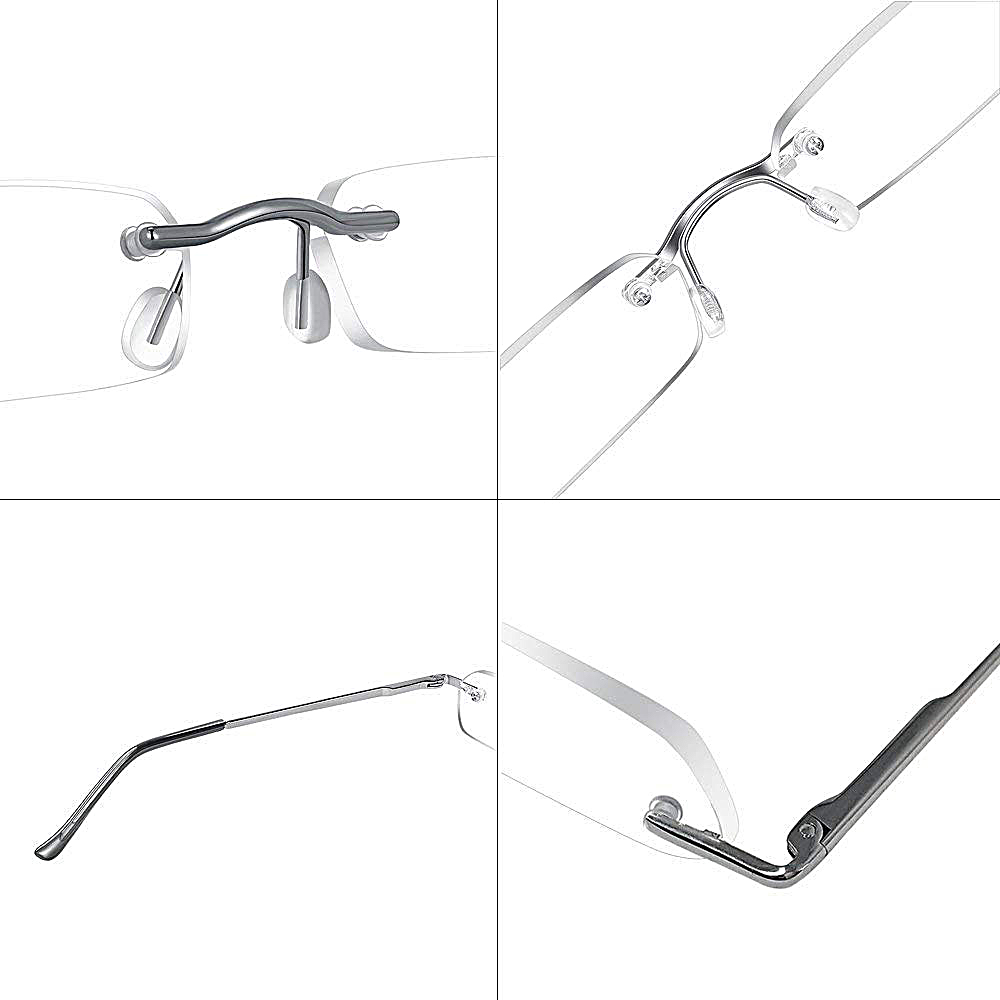 Buis Recept Bril Heren Leesbril Dames Heren Bril Frameloze Lente Scharnieren Frame Metallic Met Case