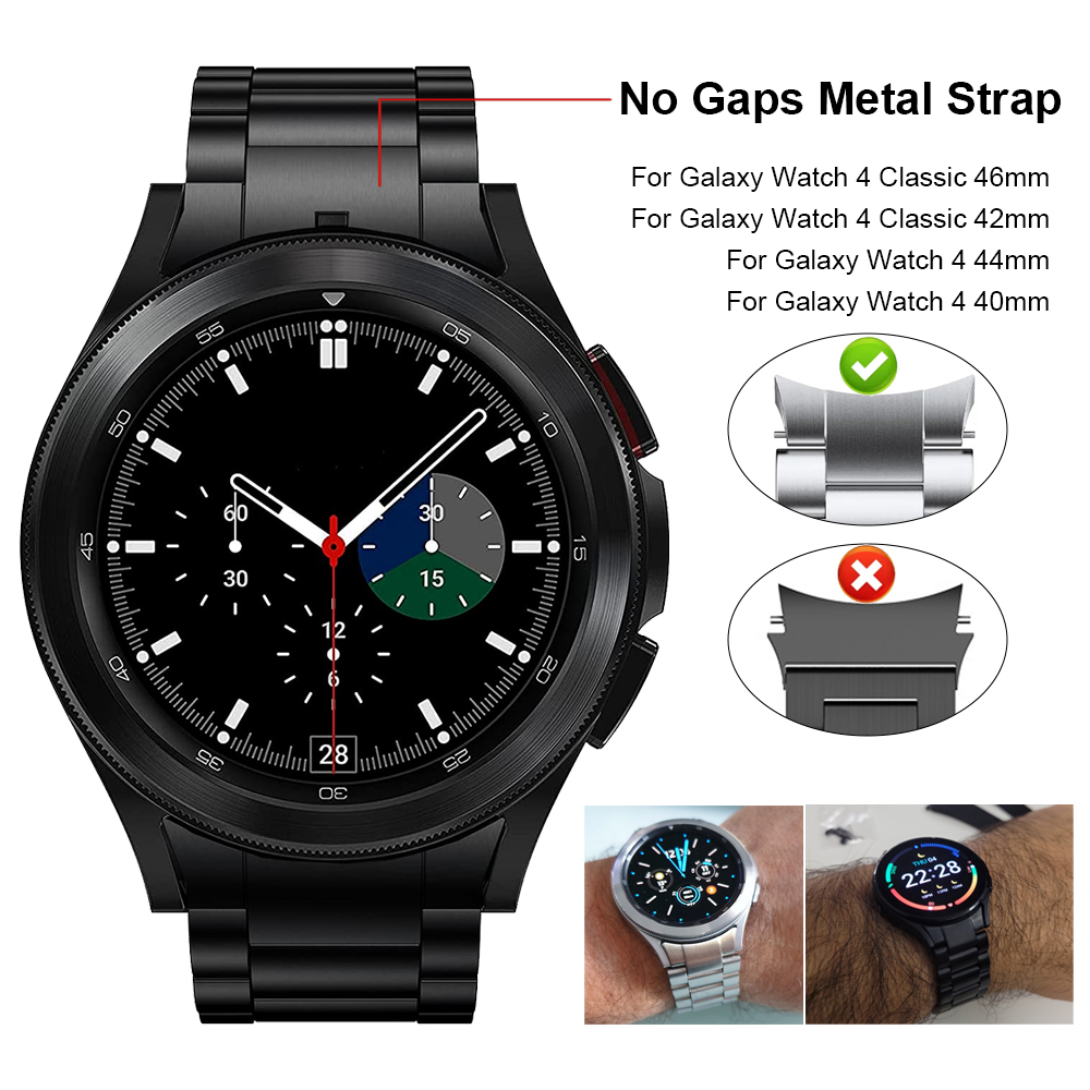 No Gap Correa Compatible con Samsung Galaxy Watch 4 Classic 46mm 42mm Pulsera de Repuesto, Sólido de Acero Inoxidable Correa de Reloj para Galaxy Watch4 44mm 40mm Smartwatch