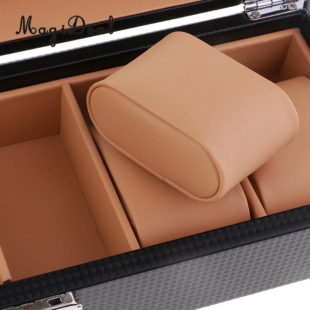 Magideal 6 -rooster pu-leren doos horloge opbergdoos luxe vitrine houder decoratie ambachten met slot voor horloges sieraden